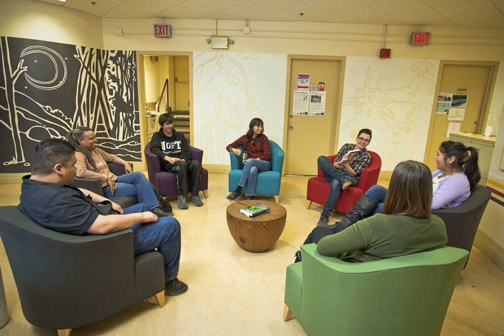 Students in conversation at the Centre for Indigenous Studies 
