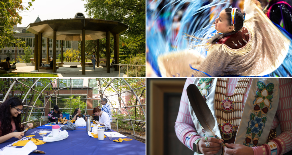 Photos show Indigenous initiatives across the University of Toronto.
