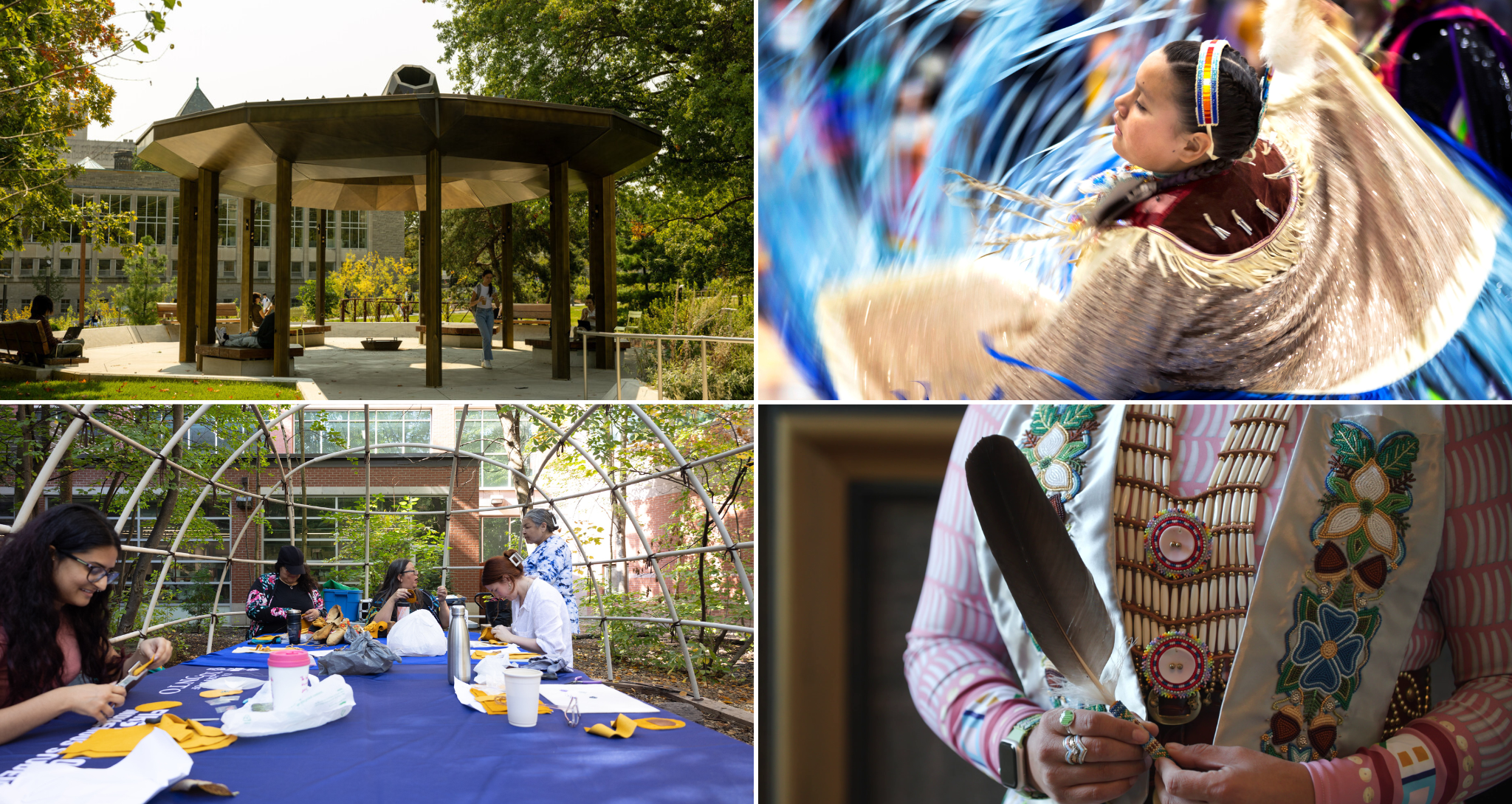 Photos show Indigenous initiatives across the University of Toronto.